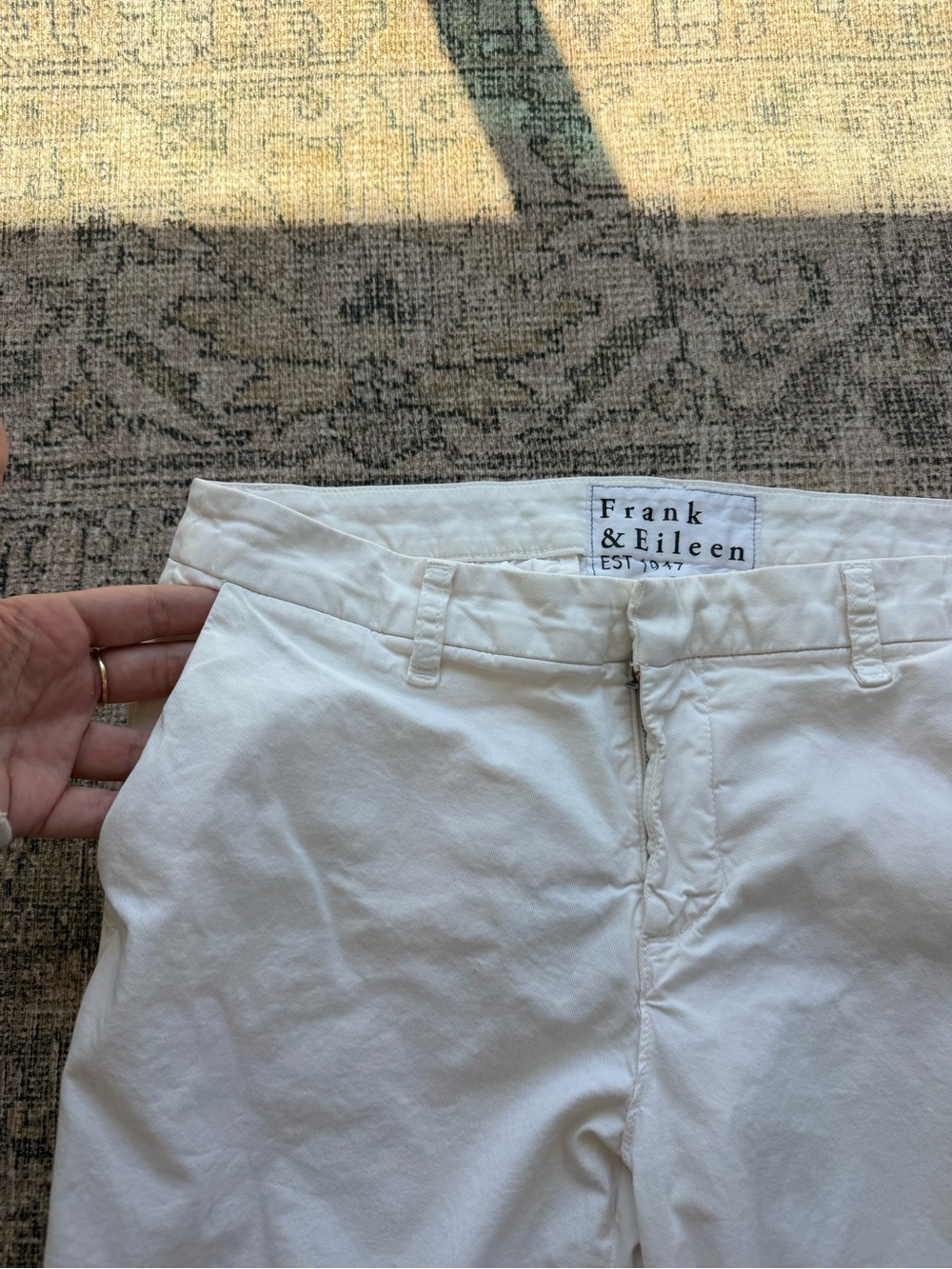 Frank & Eileen Wicklow Italian Chino Pants White Straight Leg Ankle Size 10 - Picture 4 of 8